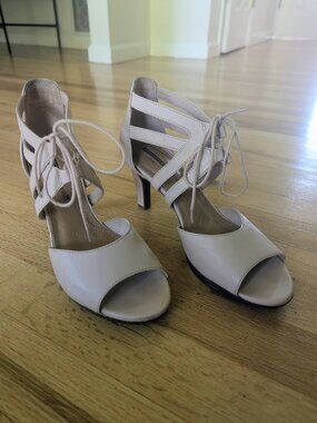 Clarks Collection Lace‑Up Heeled Sandals – Size 9.5